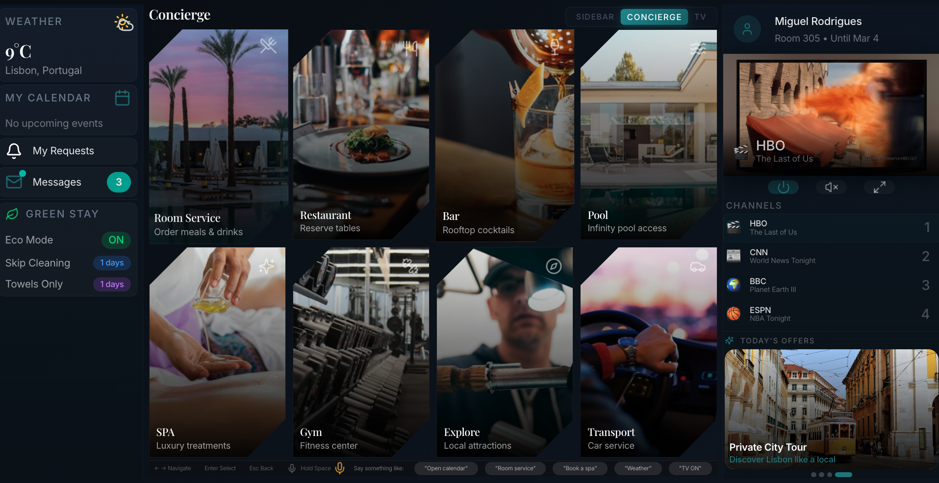 ZAXIA TV Concierge &mdash; in-room guest interface
